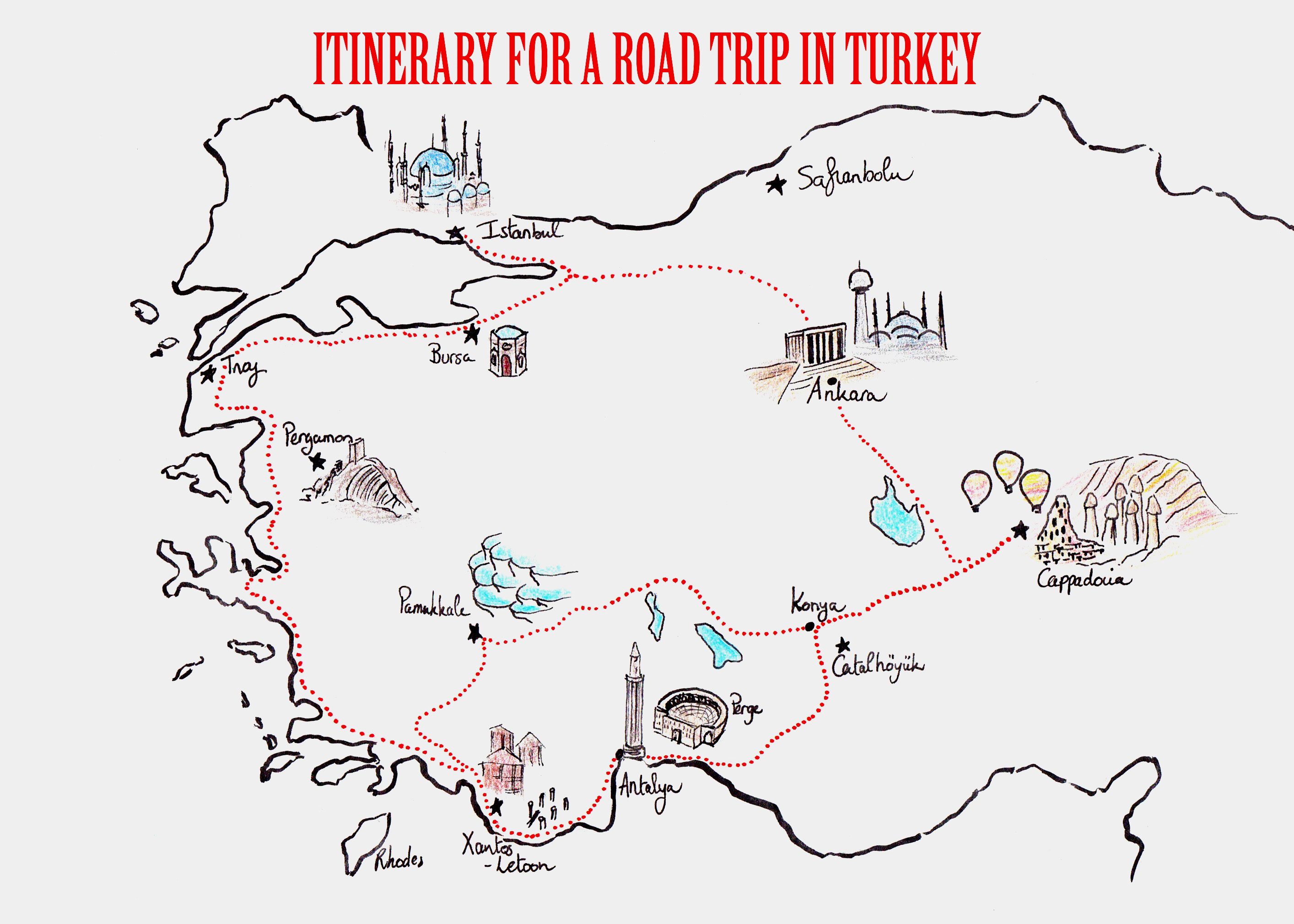 road trip turkey map