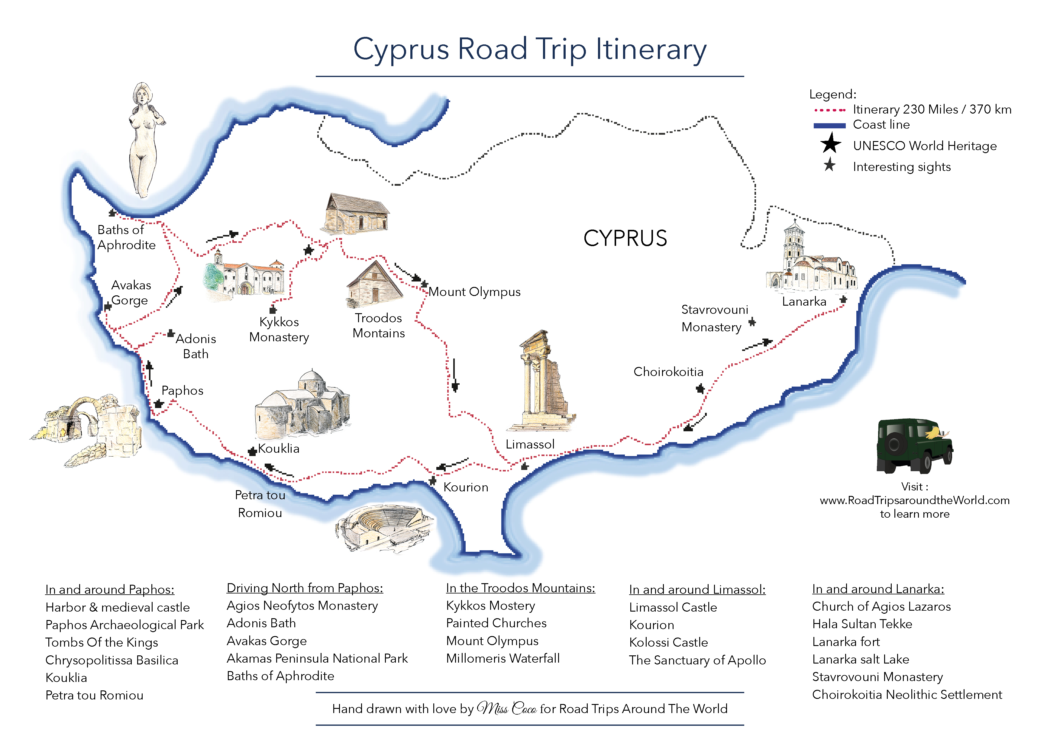 A Road Trip In Cyprus Free Printable Map Road Trips Around The World